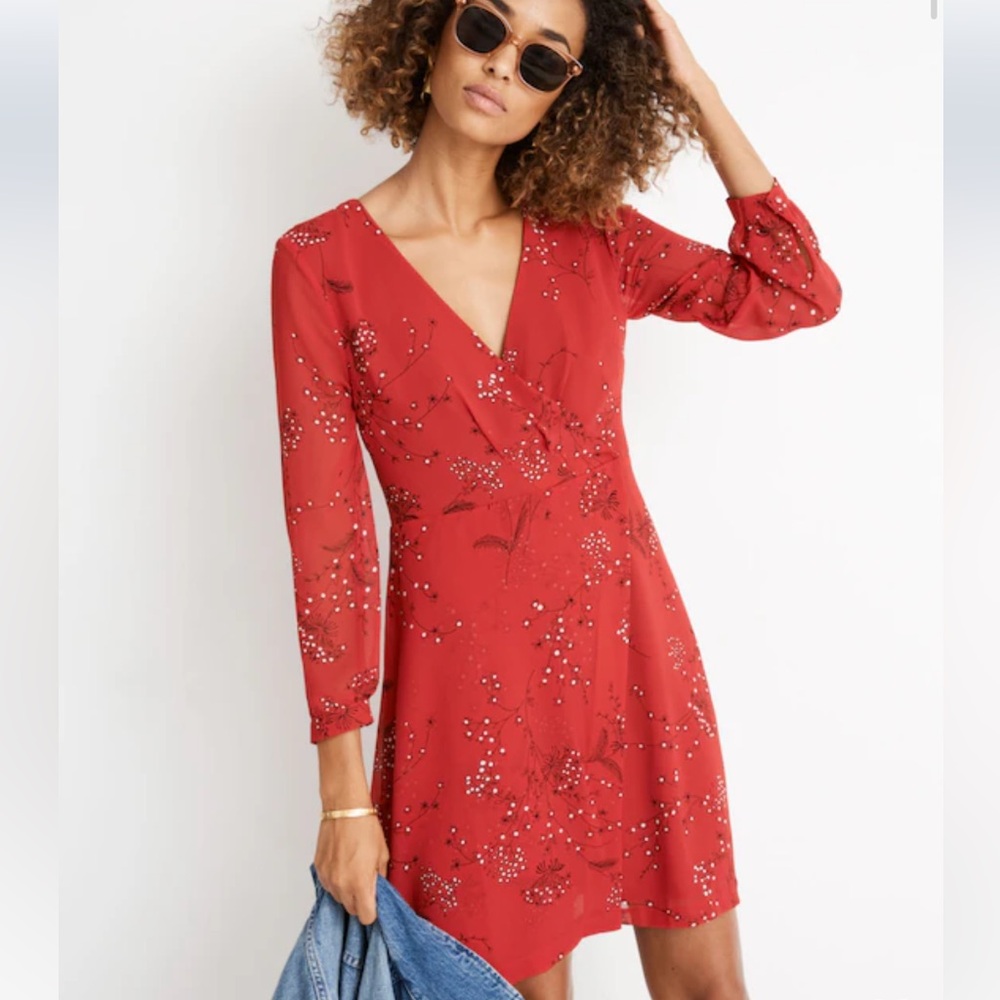 Madewell Hazelwood Wrap-Front Mini Dress‎ in Windswept Floral 6
